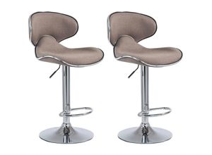 4251563418146 - - 2er Set Barhocker Las Vegas V2 Stoff taupe chrom