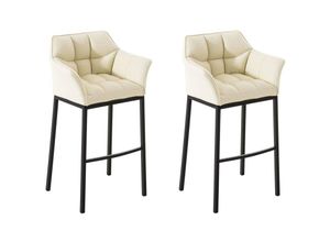 4251563428923 - - 2er Set Barhocker damaso Kunstleder mit 4-Fuß Gestell creme schwarz