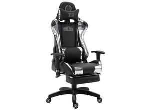 4251563483137 - - Gaming Bürostuhl Turbo xl mit Fußablage schwarz weiß Kunstleder (metallic)