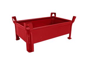 4251572703431 - Heson Stapelbehälter aus Stahlblech niedrige Bauform Wände geschlossen BxL 500 x 800 mm Traglast 2000 kg rot ab 10 Stk