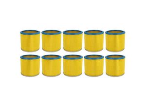 4251574623850 - Vhbw - 10x Faltenfilter kompatibel mit Einhell th-vc 1820 1 s te-vc 2230 th-vc 1815 te-vc 2230 sa Staubsauger - Filter Patronenfilter blau gelb