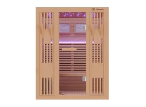 4251575103580 - Dewello Finnische Sauna MINTO 150x130 Kabine aus Hemlock Tannenholz mit 45 kW Harvia Ofen inkl Sauna Set