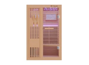 4251575103597 - Dewello Finnische Sauna MINTO 120x120 Kabine aus Hemlock Tannenholz mit 35 kW Harvia Ofen inkl Sauna Set