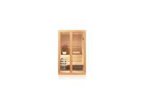 4251575103603 - Dewello Finnische Sauna TOFINO 120x140 Kabine aus Hemlock Tannenholz mit 35 kW Harvia Ofen inkl Sauna Set