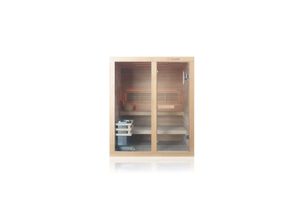 4251575103610 - Dewello Finnische Sauna TOFINO 160x150 Kabine aus Hemlock Tannenholz mit45 kW Harvia Ofen inkl Sauna Set