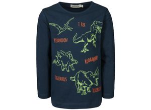 4251575477919 - tausendkind collection - Langarmshirt DINOSAURIER GLOW IN THE DARK in dunkelblau Gr104 110