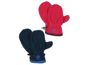 4251575488755 - tausendkind essentials - Fleece-Handschuhe STERNCHEN 2er-Pack in dunkelblau pink Gr110-122