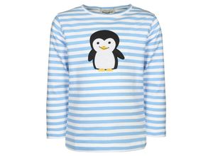 4251575489158 - tausendkind collection - Langarmshirt PINGUIN PUCK gestreift in mittelblau weiß Gr74