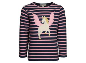 4251575491762 - tausendkind collection - Langarmshirt PEGASUS gestreift in dunkelblau rosa Gr104 110