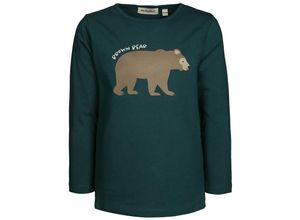 4251575494053 - tausendkind collection - Langarmshirt BÄR in dunkelgrün Gr92 98