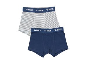 4251575496163 - tausendkind essentials - Boxershorts T-REX 2er-Pack in weiß dunkelblau Gr152 158