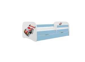 4251580520723 - Kinderbett Jona inkl Rollrost + Matratze + Bettschublade in weiß blau rosa oder grün 80*180 cm