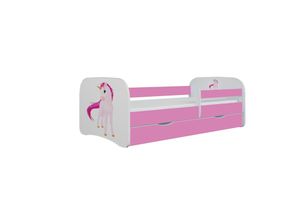 4251580521560 - Kinderbett Jona inkl Rollrost + Matratze + Bettschublade in weiß blau rosa oder grün 80*160 cm