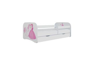 4251580522581 - Kinderbett Jona inkl Rollrost + Matratze + Bettschublade in weiß blau rosa oder grün 80*180 cm