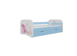 4251580524967 - Kinderbett Jona inkl Rollrost + Matratze + Bettschublade in weiß blau rosa oder grün 80*180 cm