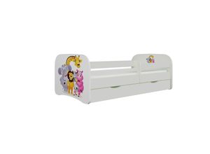 4251580525285 - Kinderbett Jona inkl Rollrost + Matratze + Bettschublade in weiß blau rosa oder grün 80*180 cm