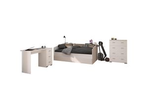 4251580546464 - Jugendzimmer Sleep weiß inkl Bett + 2 Bettkästen + weitere passende Möbel