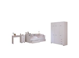 4251580546471 - Jugendzimmer Sleep weiß inkl Bett + 2 Bettkästen + weitere passende Möbel