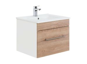 4251581503909 - Lomadox - Badezimmer Waschtisch mit Waschbecken LAGOS-02 Eiche hell Nb b x h x t ca 605 x 50 x 463 cm - braun