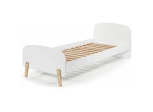 4251581507488 - Einzelbett Jugendbett SLIGO-12 90x200 cm Lack weiß mit massiven Füßen inkl Lattenrost b x h x t ca 2055 x 725 x 95cm - braun