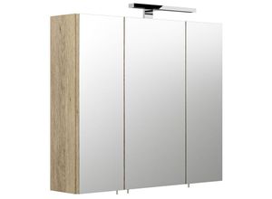 4251581510167 - Spiegelschrank 70cm Sonoma-Eiche Nb TALONA-02 mit LED-Beleuchtung B H T 70 62-67 17 cm - braun