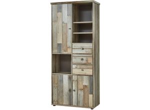 4251581511775 - Vorratsschrank Stauraumelement Vintage Driftwood Braun BRANSON-36 B H T ca 83 188 39 cm - braun