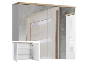 4251581511911 - Lomadox - Spiegelschrank 80 cm SOLNA-56 weiß mit Wotaneiche b x h x t ca 80 x 70 x 20cm - weiß