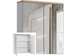 4251581512116 - Lomadox - Spiegelschrank 60cm SOLNA-56 weiß mit Wotaneiche b x h x t ca 60 x 70 x 20cm - weiß