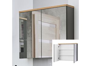 4251581512215 - Lomadox - Spiegelschrank 80 cm SOLNA-56 grau mit Wotaneiche b x h x t ca 80 x 70 x 20cm - grau