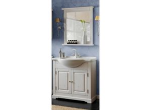 4251581517838 - Lomadox - Badezimmer Waschplatz Set inklKeramik-Waschtisch LIRIA-56 Massivholz b x h x t ca 85 x 200 x 43 cm - weiß