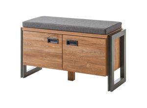 4251581520906 - Lomadox - Garderobenbank im Industrial Stil inkl Sitzpolster DALLAS-61 Stirling Oak Nb mit Matera Anthrazit b h t ca 90x46-49x34 cm - braun