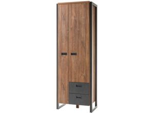 4251581520951 - Lomadox - Garderobenschrank im Industrial Stil DALLAS-61 Stirling Oak Nb mit Matera Anthrazit b h t ca 70x202x44 cm - braun