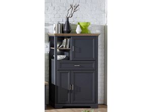 4251581522115 - Lomadox - Highboard JÜLICH-36 Landhaus Stil in Graphit und Artisan Eiche Nb inkl led b h t 93 150 42 cm - grau