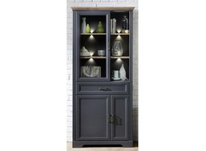 4251581522153 - Lomadox - Stand-Vitrine JÜLICH-36 inkl LED-Beleuchtung im Landhausstil Dekor Graphit und Artisan Eiche Nb b h t 93 204 42 cm