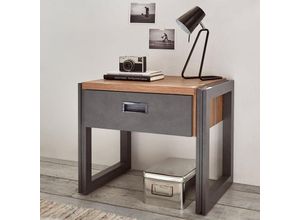 4251581522269 - Lomadox - Nachtkommode DALLAS-61 im Industrial Stil Absetzungen Matera Anthrazit und Dekor Stirling Oak Nb b h t ca 55x48x45 cm - braun