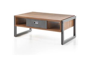 4251581522276 - Couchtisch DALLAS-61 im Industrial Stil Absetungen in Matera Anthrazit und Dekor Stirling Oak Nb b h t ca 113x45x68 cm - braun