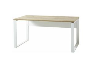 4251581527103 - Büro Schreibtisch in Navarra Eiche Nb und weiß GENT-01 BxHxT ca 158x75x79cm - braun