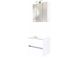 4251581529305 - Lomadox - Waschplatz-Set 60 cm inkl led Spiegelschrank ARLON-03 matt weiß BxHxT 60x200x55 cm - weiß