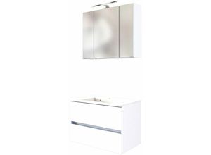 4251581529336 - Lomadox - Waschplatz-Set 80 cm inkl led Spiegelschrank ARLON-03 matt weiß BxHxT 80x200x55 cm - weiß