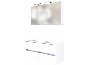 4251581529367 - Lomadox - Doppel Waschplatz-Set 120 cm inkl led Spiegelschrank ARLON-03 matt weiß BxHxT 120x200x55 cm - weiß