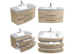 4251581534002 - Waschtisch mit Unterschrank 100cm Waschbecken RIMAO-100 Eiche hell Nb 2 Softclose-Schubkästen B x H x T ca 100 x 57 x 50 cm - braun 4251581534002 - Waschtisch mit Unterschrank 100cm Waschbecken RIMAO-100 Eiche hell Nb 2 Softclose-Schubkästen B x H x T ca 100 x 57 x 50 cm - braun