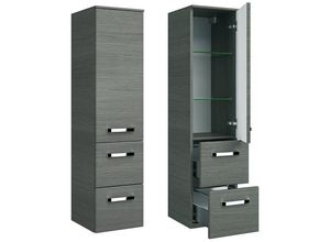 4251581534965 - Lomadox - Badezimmer Midischrank FES-4010-66 im Dekor Graphit Struktur quer Nb - b h t 30 121 33cm - grau