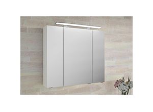 4251581535146 - 3-türiger Badezimmer Spiegelschrank FES-4010-66 mit Korpus in weiß glänzend und inkl led - b h t 80 71 17cm - weiß
