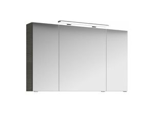 4251581535153 - Lomadox - Badezimmer Spiegelschrank FES-4010-66 3-türig mit Kopus Graphit Struktur quer Nb & Aufbauleuchte - b h t 120 71 17cm - grau