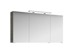 4251581535160 - Badezimmer Spiegelschrank FES-4010-66 3-türig mit Kopus Graphit Struktur quer Nb inkl LED - B H T 140 71 17cm - grau