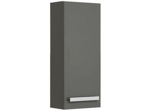 4251581535863 - Badezimmer Hängeschrank FES-4005-66 in Hochglanz Lack Steingrau mit Bogengriff Chrom - b h t 30 70 17cm - grau