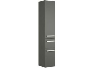 4251581535870 - Badezimmer Hochschrank FES-4005-66 in Hochglanz Lack Steingrau mit 2 Türen & 1 Schubkasten - b h t 30 168 33cm - grau