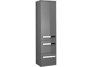 4251581535900 - Lomadox - Badezimmer Midischrank FES-4005-66 in Hochglanz Lack Steingrau Bogengriffe Chrom glänzend - b h t 30 121 33cm - grau