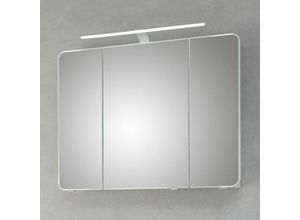 4251581536181 - Lomadox - Badezimmer Spiegelschrank mit 3 Türen FES-4005-66 Korpus Lack Steingrau inkl led & Steckdose - b h t 90 72 17cm - weiß