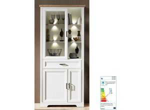 4251581536808 - Lomadox - Stand-Vitrine JÜLICH-36 inkl LED-Beleuchtung im Landhausstil Pinie hell & Artisan Eiche Nb b h t 93 204 42 cm - weiß